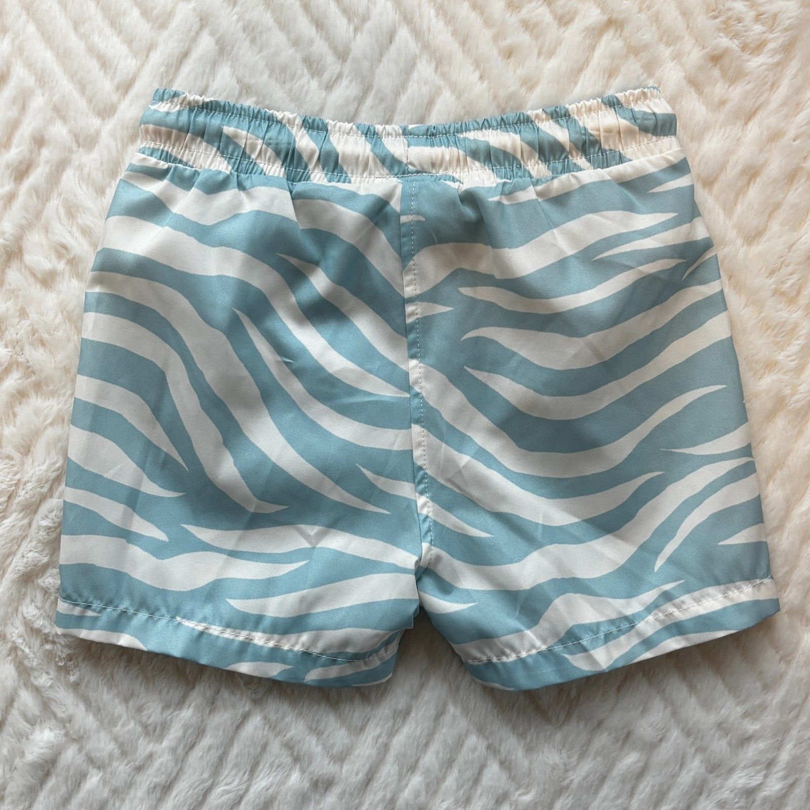 Mon Coeur Toddler Swim Trunks 12-18m Blue Zebra Stripe Eco Upf 50 Shorts Nwt — image 2 of 8